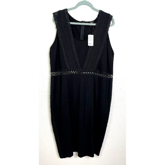 Suzanne Betro Plus Size 3X Dress Black V Neck Lace Sleeveless Stretch $94 - Picture 1 of 8
